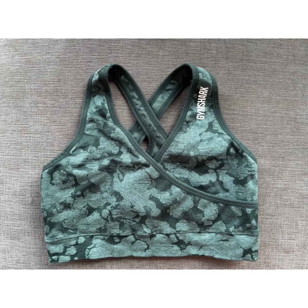 Gymshark Adapt Camo Seamless Sports Bra Green Size Medium No Pads
